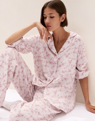 Double Cotton Floral Relaxed Pyjama Set