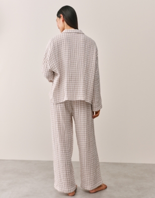 Double Cotton Gingham Drop Shoulder Pyjama Set