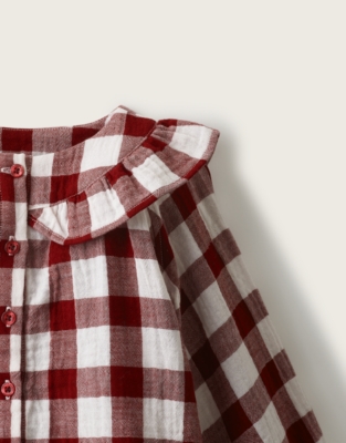Double Cotton Gingham Frill Detail Relaxed PJ (1–12yrs)