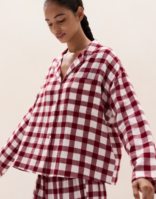 Double-Cotton Gingham Relaxed Pyjama Set