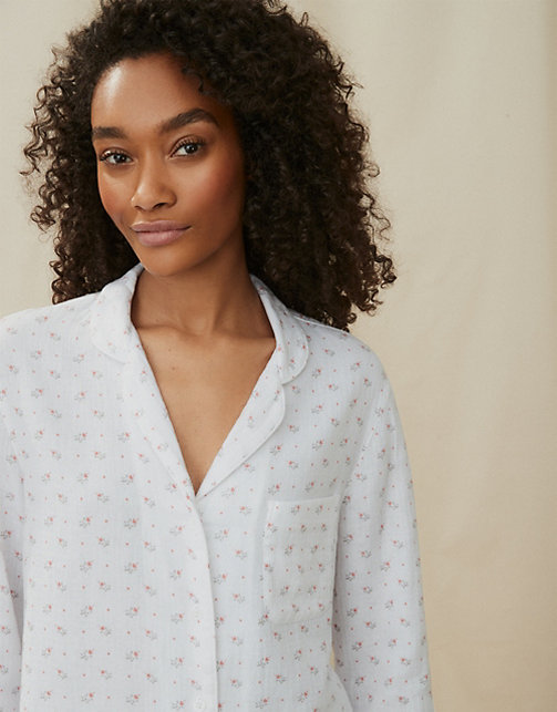 Double-Cotton Heart Floral-Print Pajama Set | Pajamas | The White ...