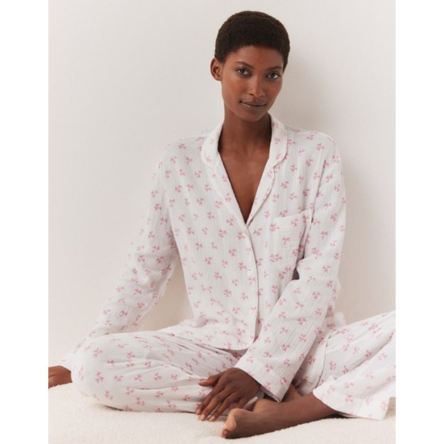 Double Cotton Heart Floral Pyjama Set | Pyjamas | The White Company