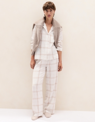 Double Cotton Highland Check Drop Shoulder Pyjama Set
