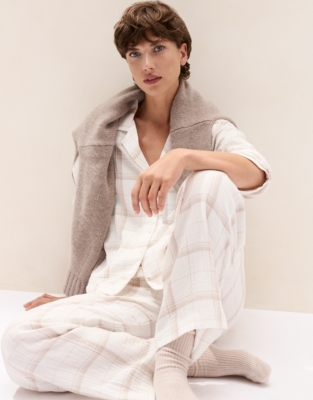 Double Cotton Highland Check Drop Shoulder Pyjama Set