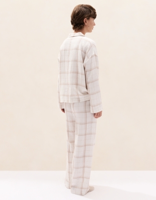 Double Cotton Highland Check Drop Shoulder Pyjama Set