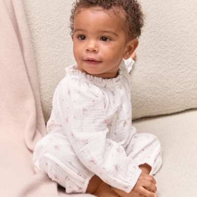 Double Cotton Minnie Floral Print Romper (0–24mths)