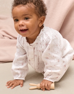 Double Cotton Minnie Floral Print Romper (0–24mths)