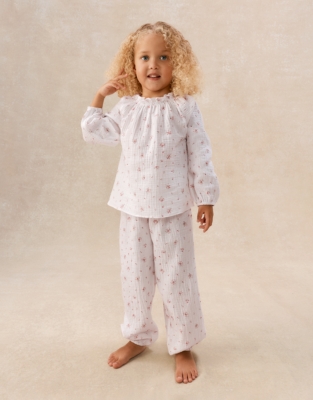 Double Cotton Relaxed Fit Boho Minnie Floral Pyjamas (2–12yrs)