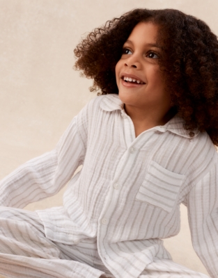 Double Cotton Relaxed Traditional Fit Stripe Pyjamas (2–12yrs)