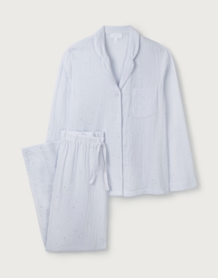 Double-Cotton Scattered Star Pyjama Set | Pyjamas | The White Company UK