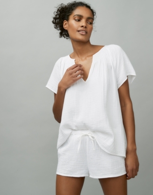 White cotton pyjamas short set new arrivals