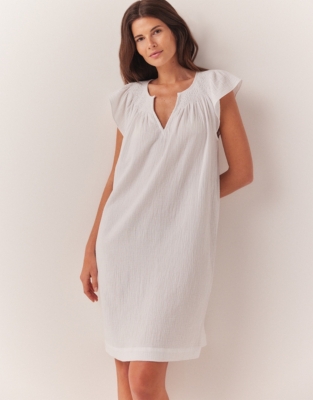 Double Cotton Smocked Nightgown Nightgowns The White Company US