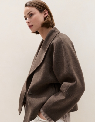 Double Faced Short Cocoon Sleeve Coat  