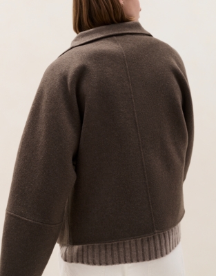 Double Faced Short Cocoon Sleeve Coat  