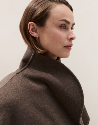Double Faced Short Cocoon Sleeve Coat  