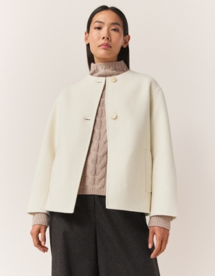 Double Faced Wool Short Scarf Coat