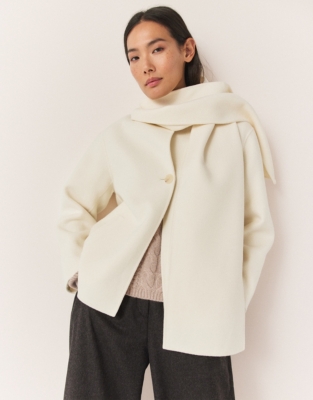 Double Faced Wool Short Scarf Coat