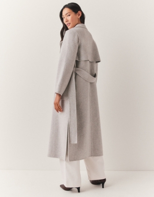 Double Faced Wool Trench Coat - Pale Grey