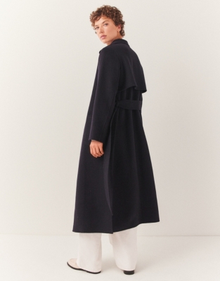 Double Faced Wool Trench Coat - Navy