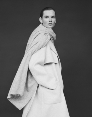 Double Faced Wool Trench Coat - Pale Grey