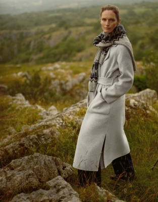 Double Faced Wool Trench Coat - Pale Grey