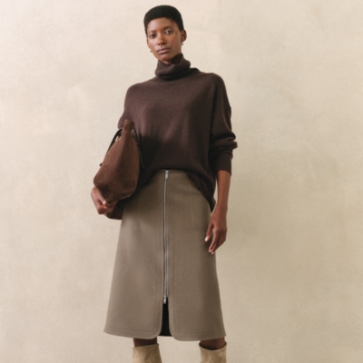 Double Faced Zip Front Skirt