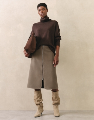 Double Faced Zip Front Skirt