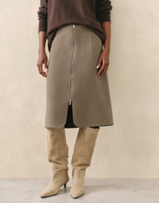 Double Faced Zip Front Skirt