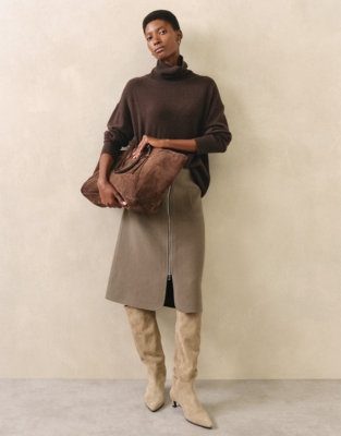 Double Faced Zip Front Skirt
