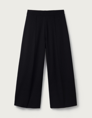 Double Jersey Pull On Crop Pants  - Black