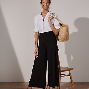 Double-Jersey Pull-On Crop Trousers