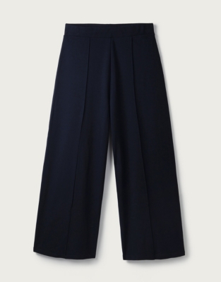 Double Jersey Pull On Crop Trousers - Navy