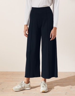 Double Jersey Pull On Crop Trousers - Navy