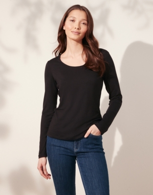 Double Layer Long-Sleeve T-Shirt - Black