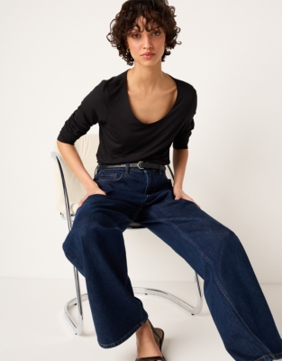 Double Layer Long Sleeve T-Shirt - Black