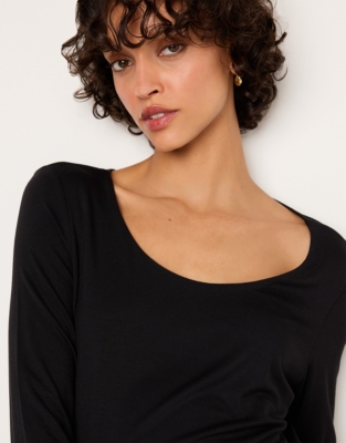 Double Layer Long Sleeve T-Shirt - Black