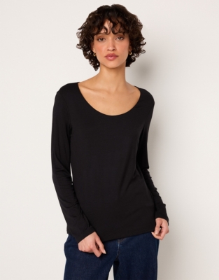 Double Layer Long Sleeve T-Shirt - Black