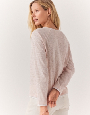 Double Layer Roll Trim Jersey Top - Shell