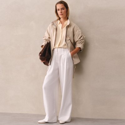 Double Pleat Fluid Wide Leg Trousers