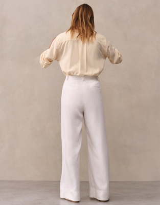 Double Pleat Fluid Wide Leg Trousers