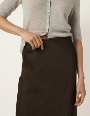 Double Satin Bias Midi Skirt - Chocolate