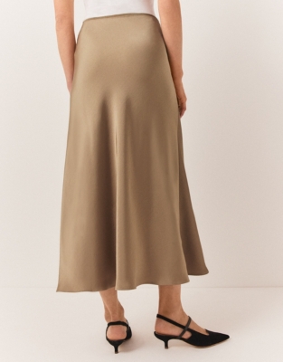 Double Satin Bias Midi Skirt - Veneer