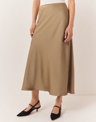 Double Satin Bias Midi Skirt - Veneer