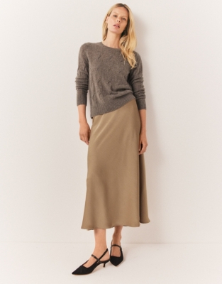 Double Satin Bias Midi Skirt