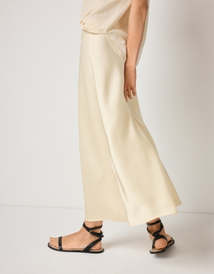 Double Satin Bias Midi Skirt - Butter