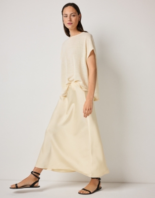 Double Satin Bias Midi Skirt - Butter
