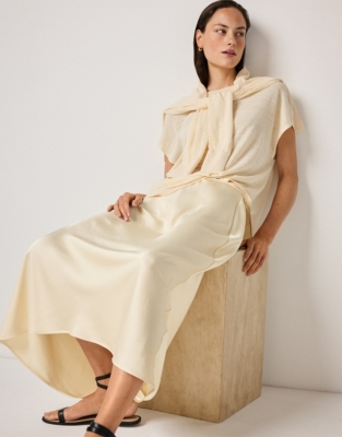 Double Satin Bias Midi Skirt - Butter