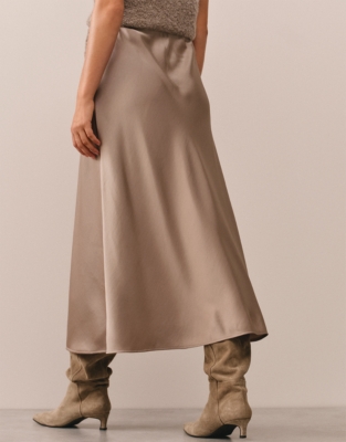 Double Satin Bias Skirt - Hot Chocolate