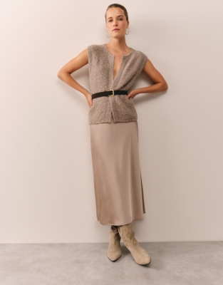 Double Satin Bias Skirt - Hot Chocolate