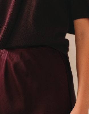 Double Satin Bias Skirt - Oxblood